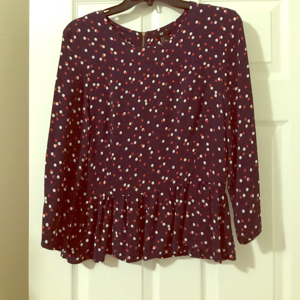H&M peplum top! Red, blue and white top!