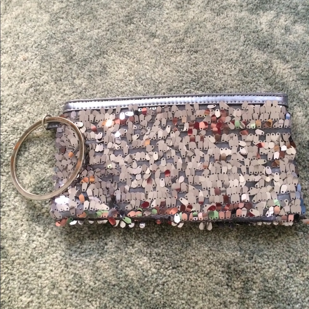 Charcoal Grey Sequin Evening Bag with Wrist Bangle