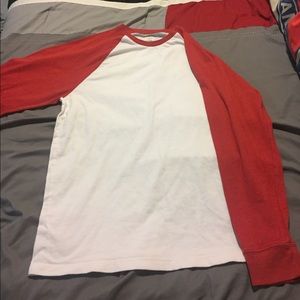 Red and white baseball three quarter sleeve