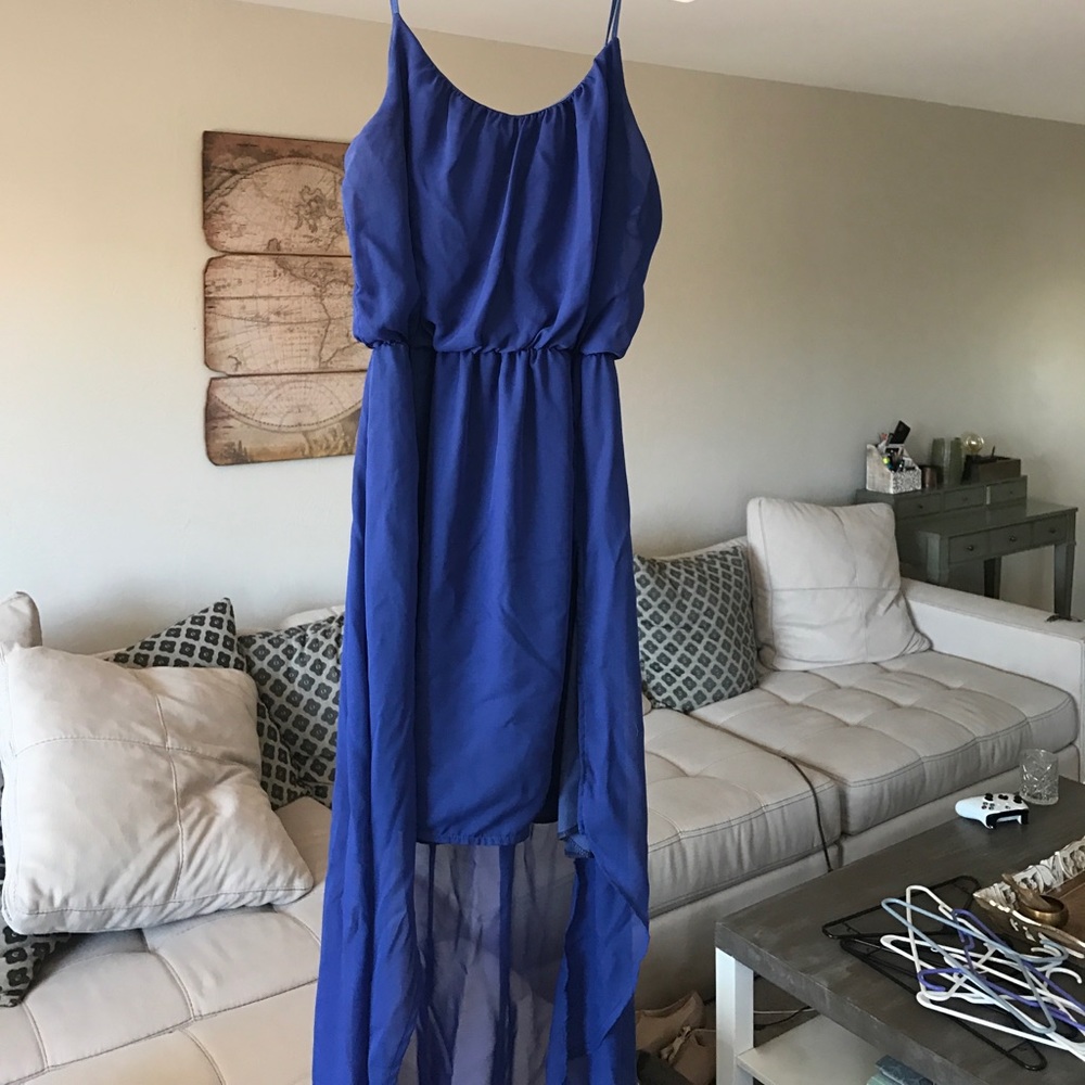 Sexy blue high low dress