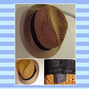 Straw fedora beach hat by Steve Madden OS