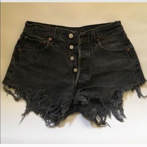 Black Levi high wasted shorts.