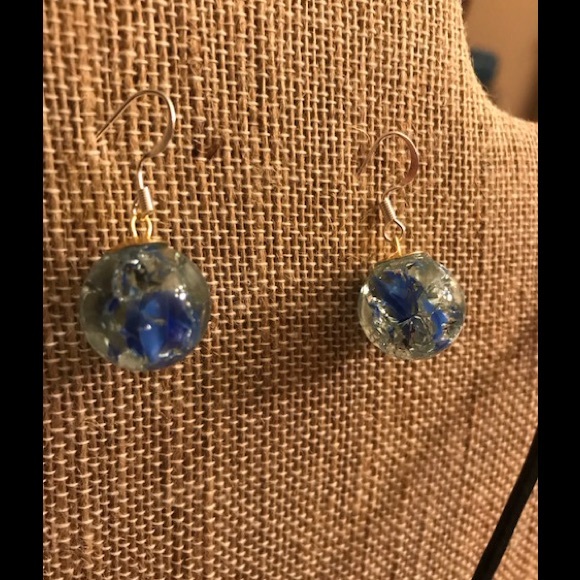 NWT Blue & clear necklace & earrings set, handmade - Picture 3 of 7