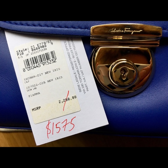 Salvatore Ferragamo Large Blue Fiamma Purse - Picture 4 of 7