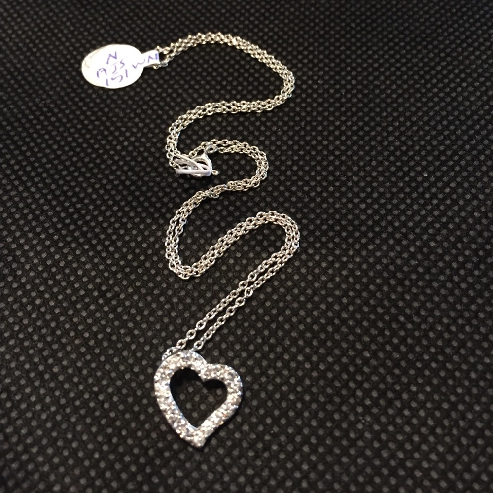 CZ sterling heart❤️slide in .925Pendant chain