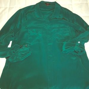 Emerald Green Silk Utility Button Down