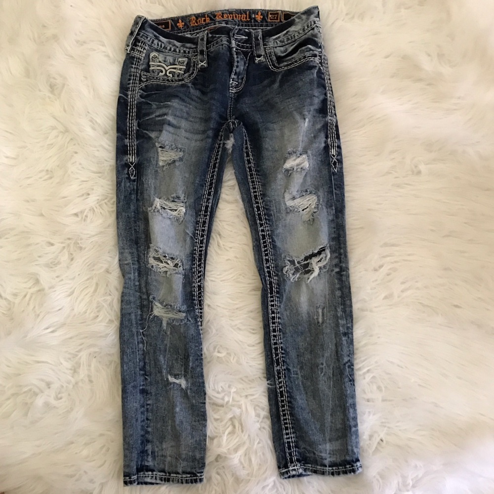 💙Rock revival crop jeans