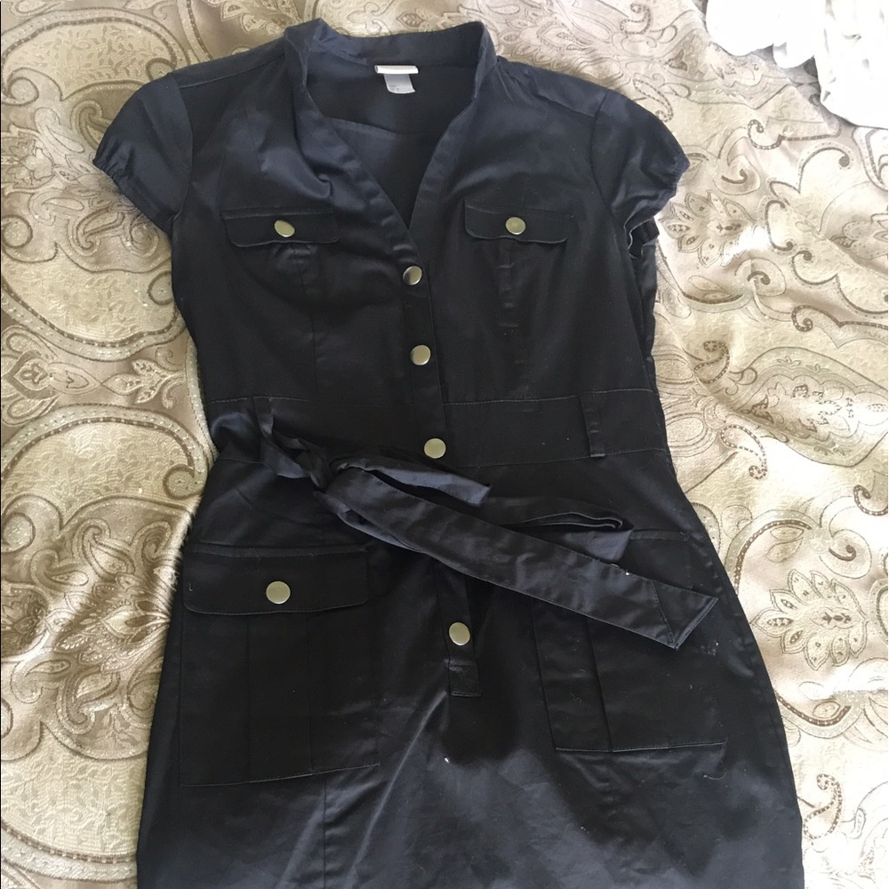 H&M black button down casual dress