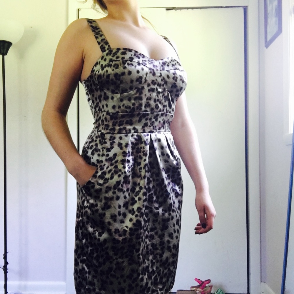 Cheetah Print Fitted Satin Dress