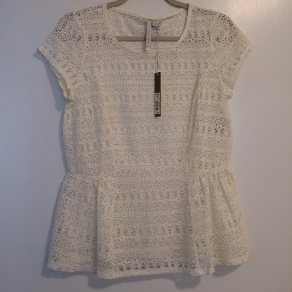 LC Lauren Conrad - Lace Peplum Top
