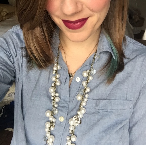 Chloe + Isabel Pearl + Crystal Drops Necklace - Picture 1 of 3