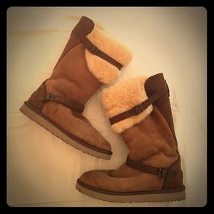 UGG Australia Tall Buckle Shearling Boot Size 11