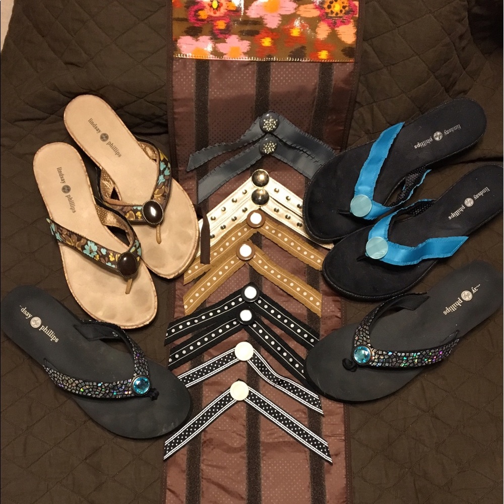 3 pair Lindsay Phillips Size 11 sandals