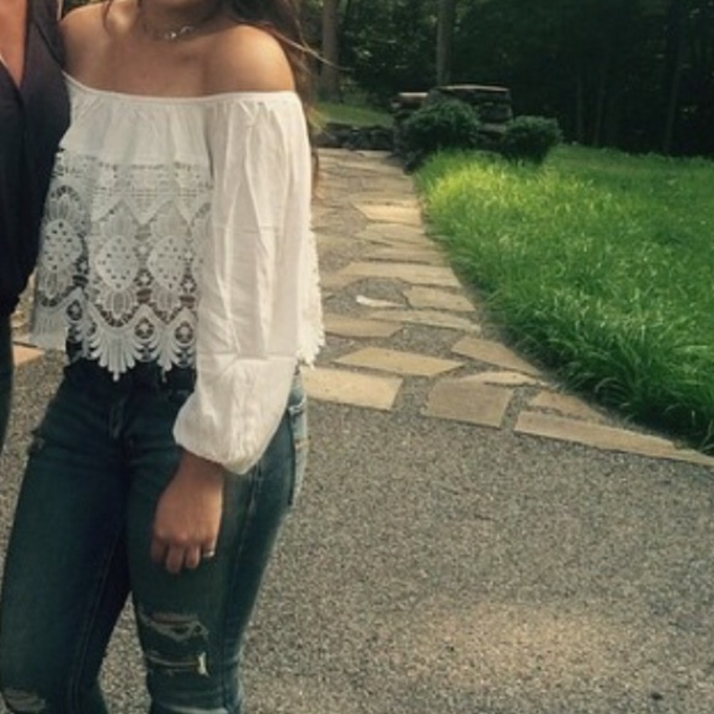 Crochet Off The Shoulder Crop Top