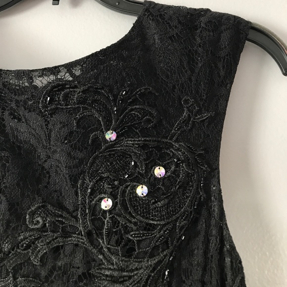 Black Lace Full Length Prom Dress - Picture 4 of 9