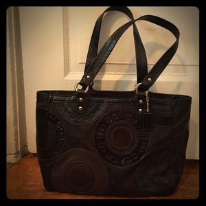 Leather COACH Snaphead piecework shoulder bag