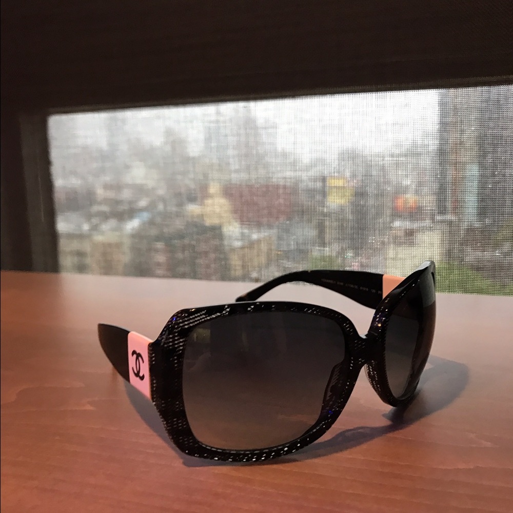 Chanel Sunglasses - Black and White Tweed Details