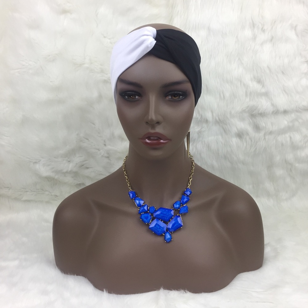 Turban Style Headband Black & White