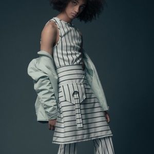 Stripe Contemporary top and pants with ring