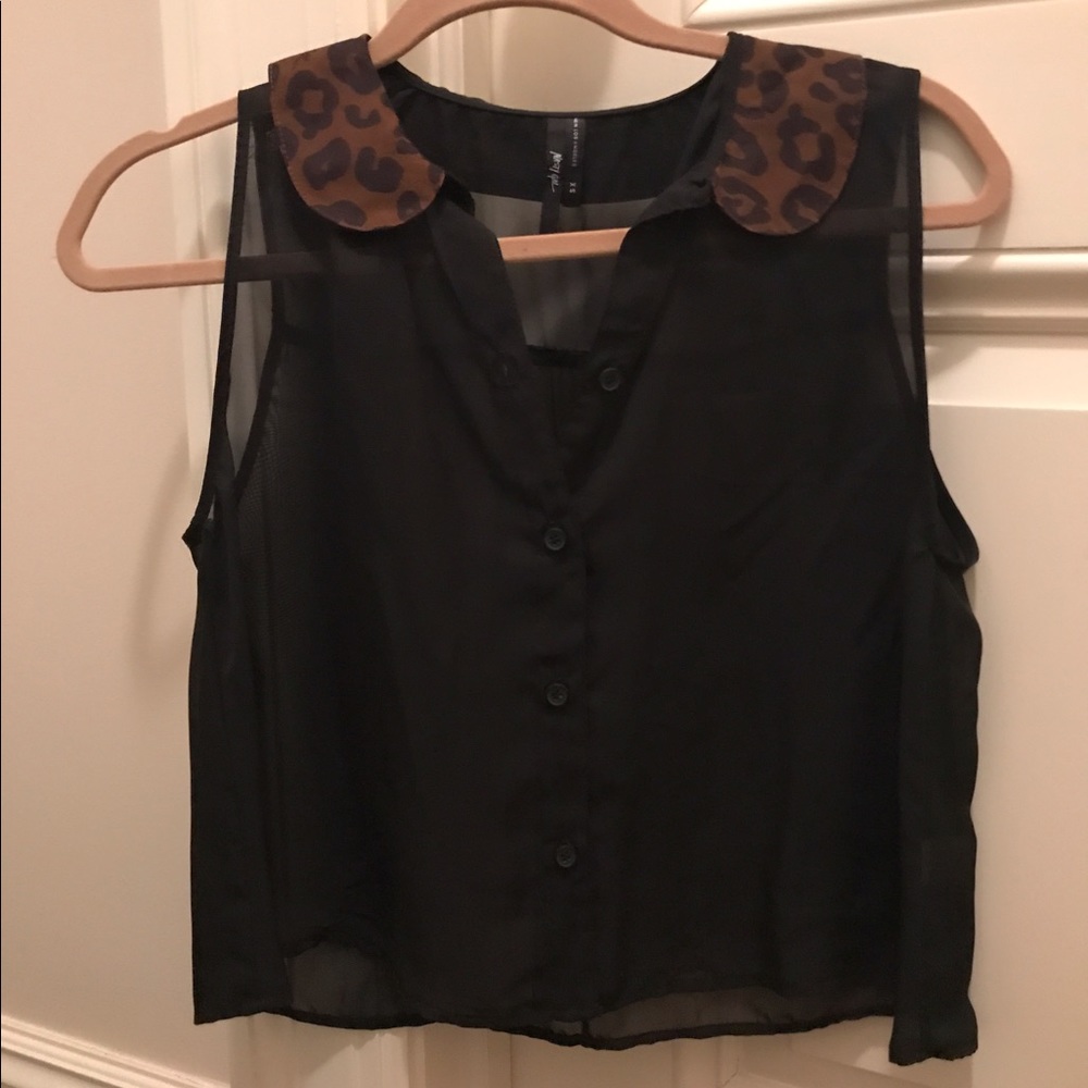 Nasty Gal Cheetah Collar Blouse