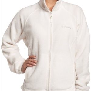 Women's white Columbia fleece zip-up