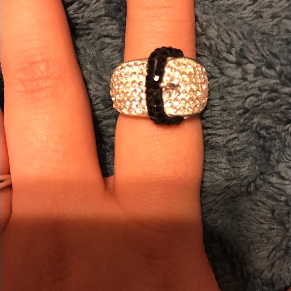 Silver and Black buckle ring