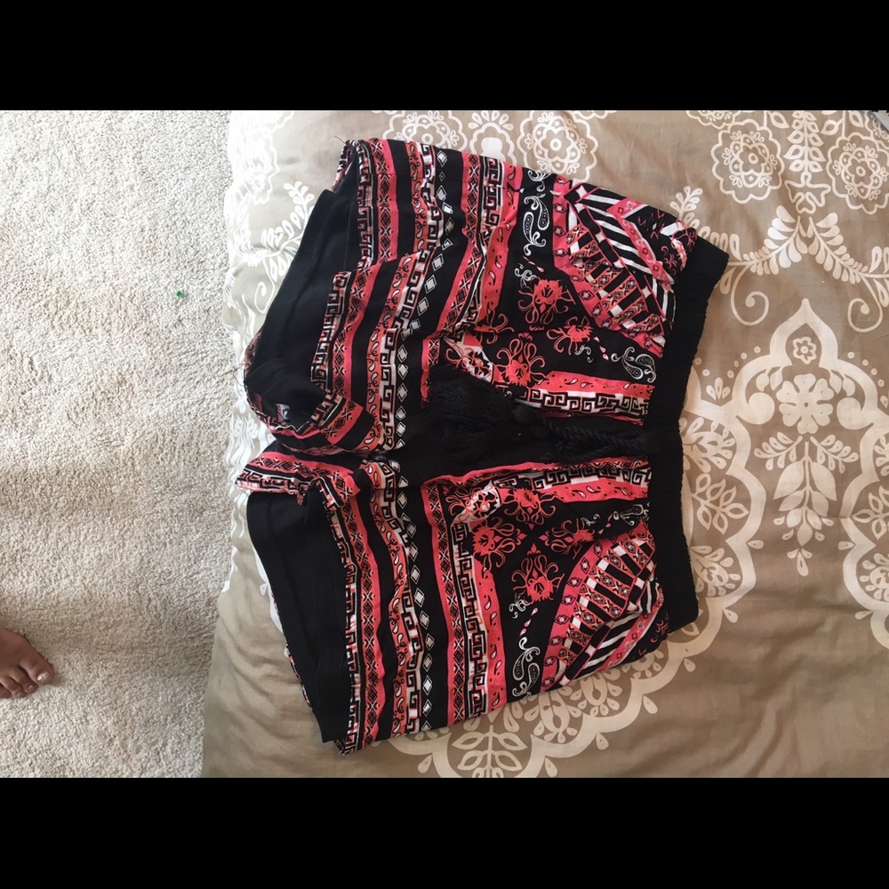 Abstract Pink and Black Shorts