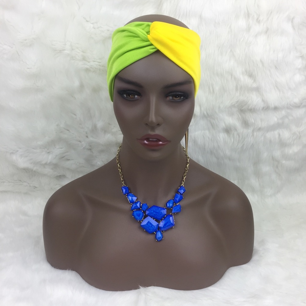 Turban Style Headband Green & Yellow