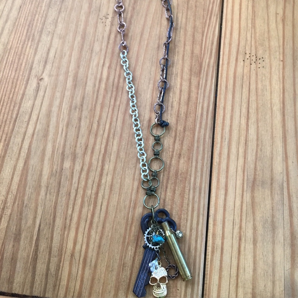 Custome skull and bullet necklace
