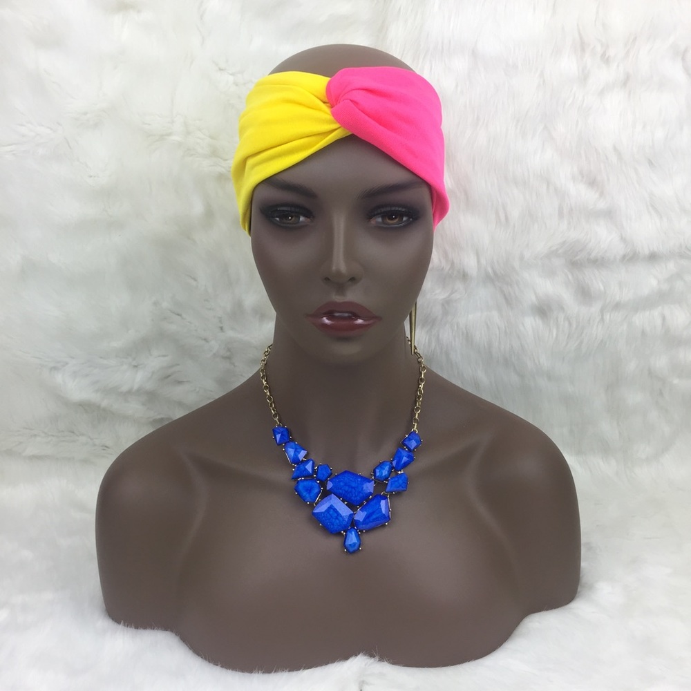 Turban Style Headband Pink & Yellow