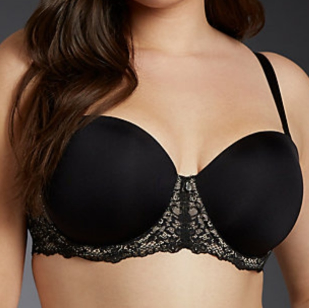 Strapless Microfiber & Lace Bra