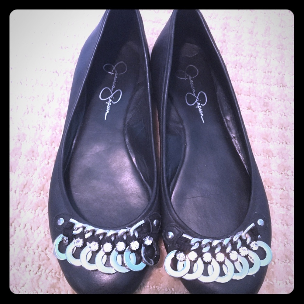 Dazzling Jessica Simpson black flats size 8