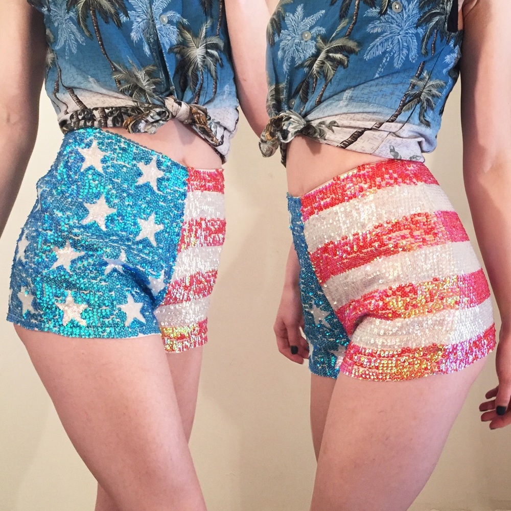 Wildfox White Label Sequin High Waisted Shorts