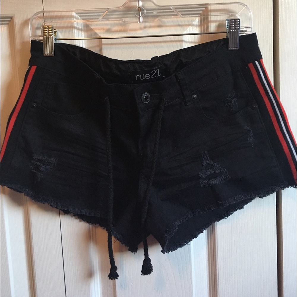 Distressed jean shorts