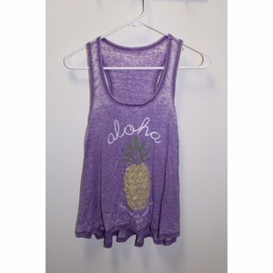 Hawaiian print racerback tank top.