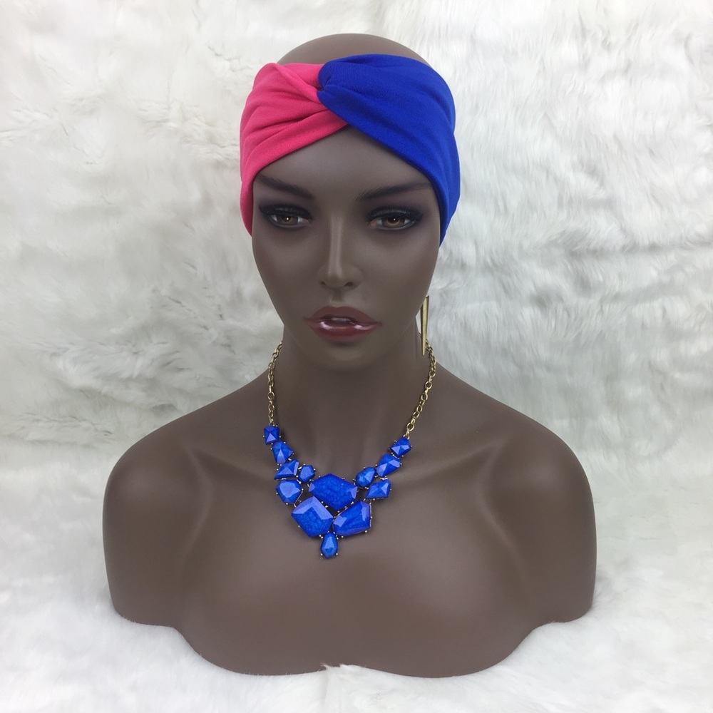 Turban Style Headband Pink & Blue