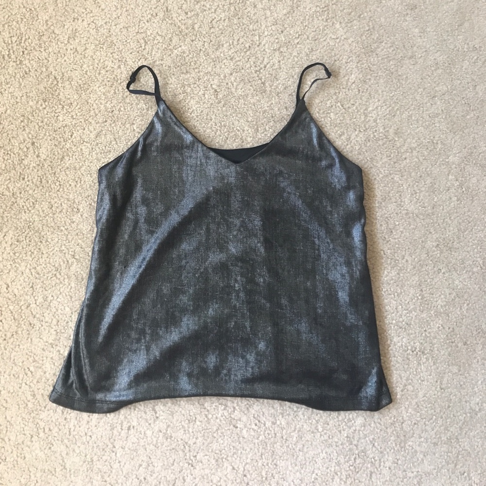 Black shimmer tank top