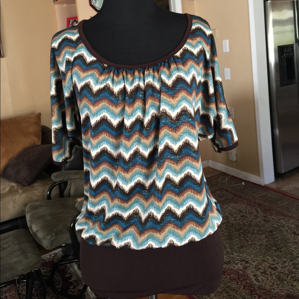 BCX Chevron Stripe Blouse, size M