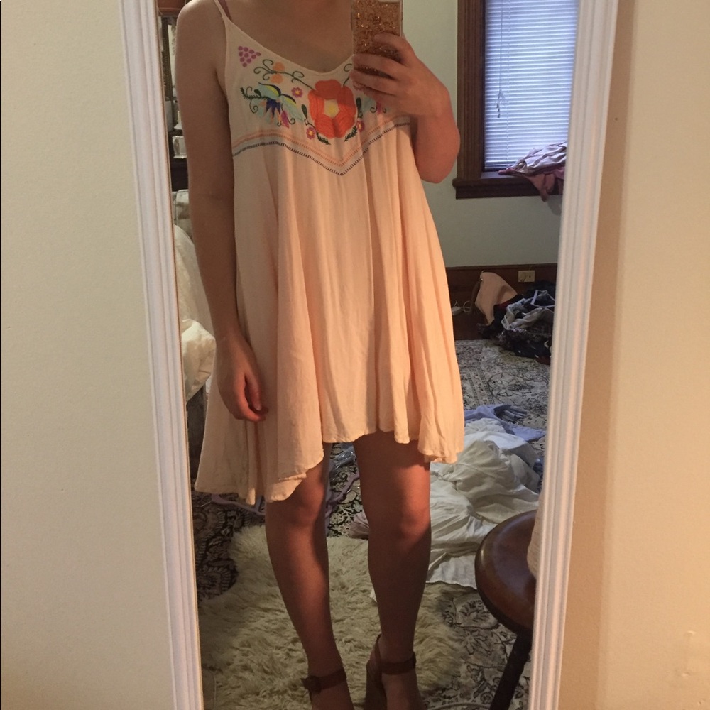 pale pink embroidered dress