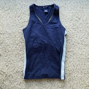 SO Blue striped exercise tank with built-in bra. Juniors size XS.