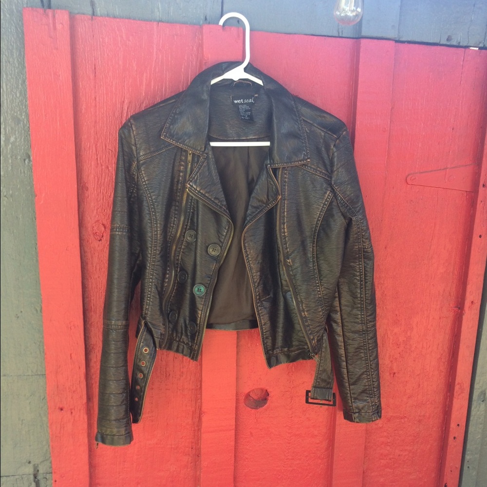 Brown leather jacket