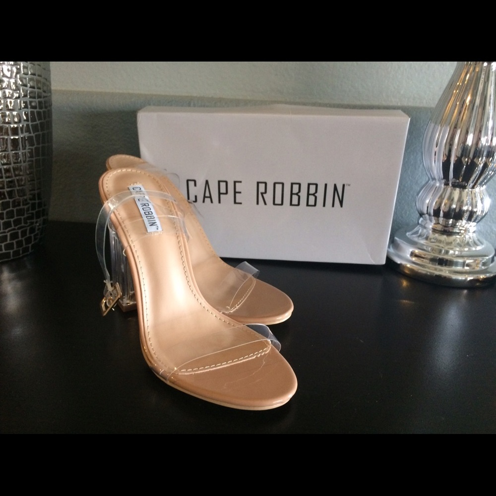New clear heels.