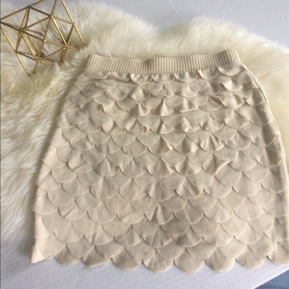 Urban Outfitters Kimchi Blue Cream Scalloped Skirt