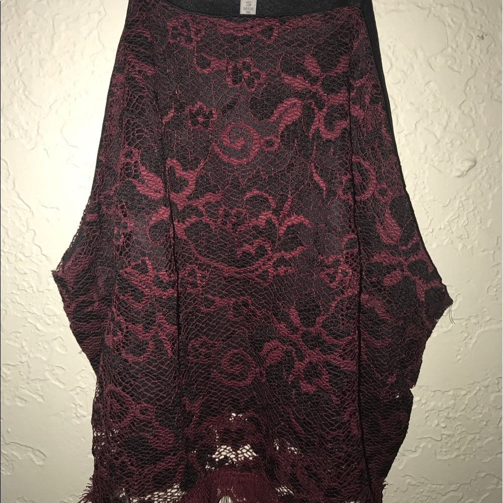 Black and maroon/burgundy lace crop top