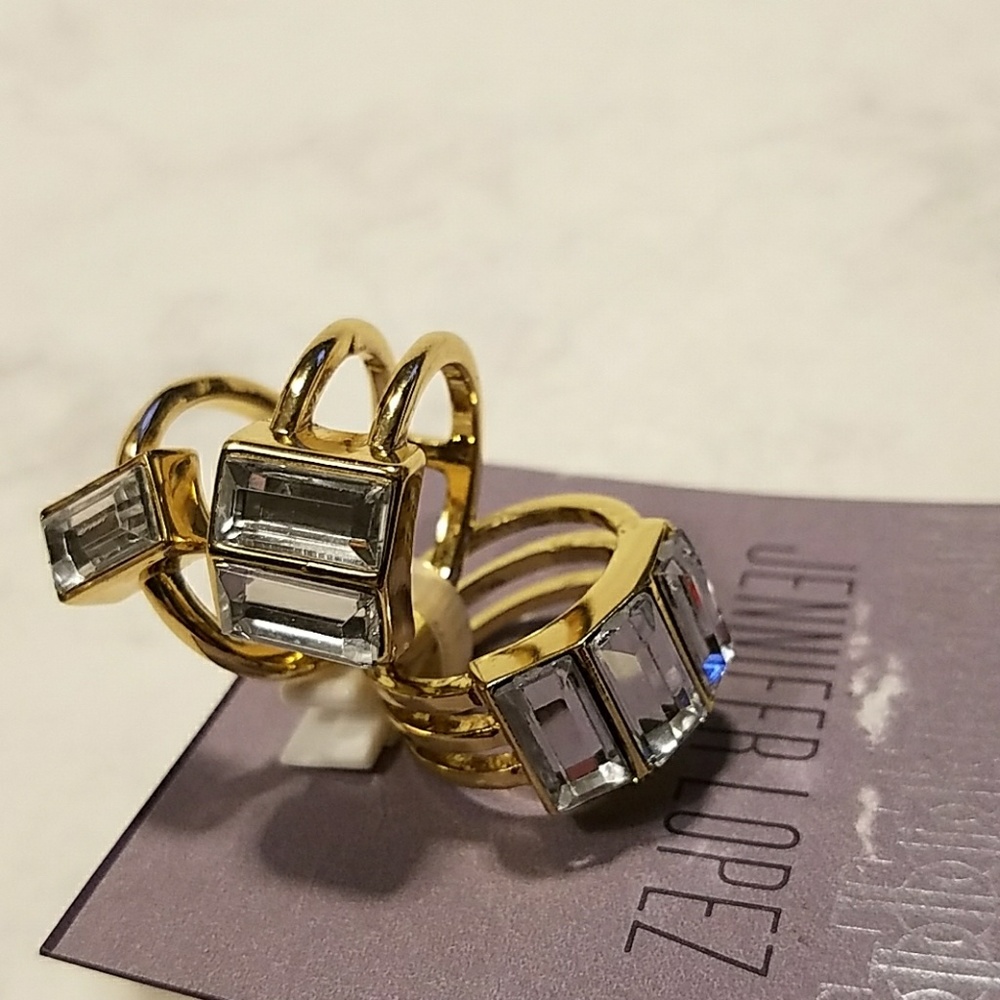 Jennifer Lopez Simulated Crystals 3 Ring Set