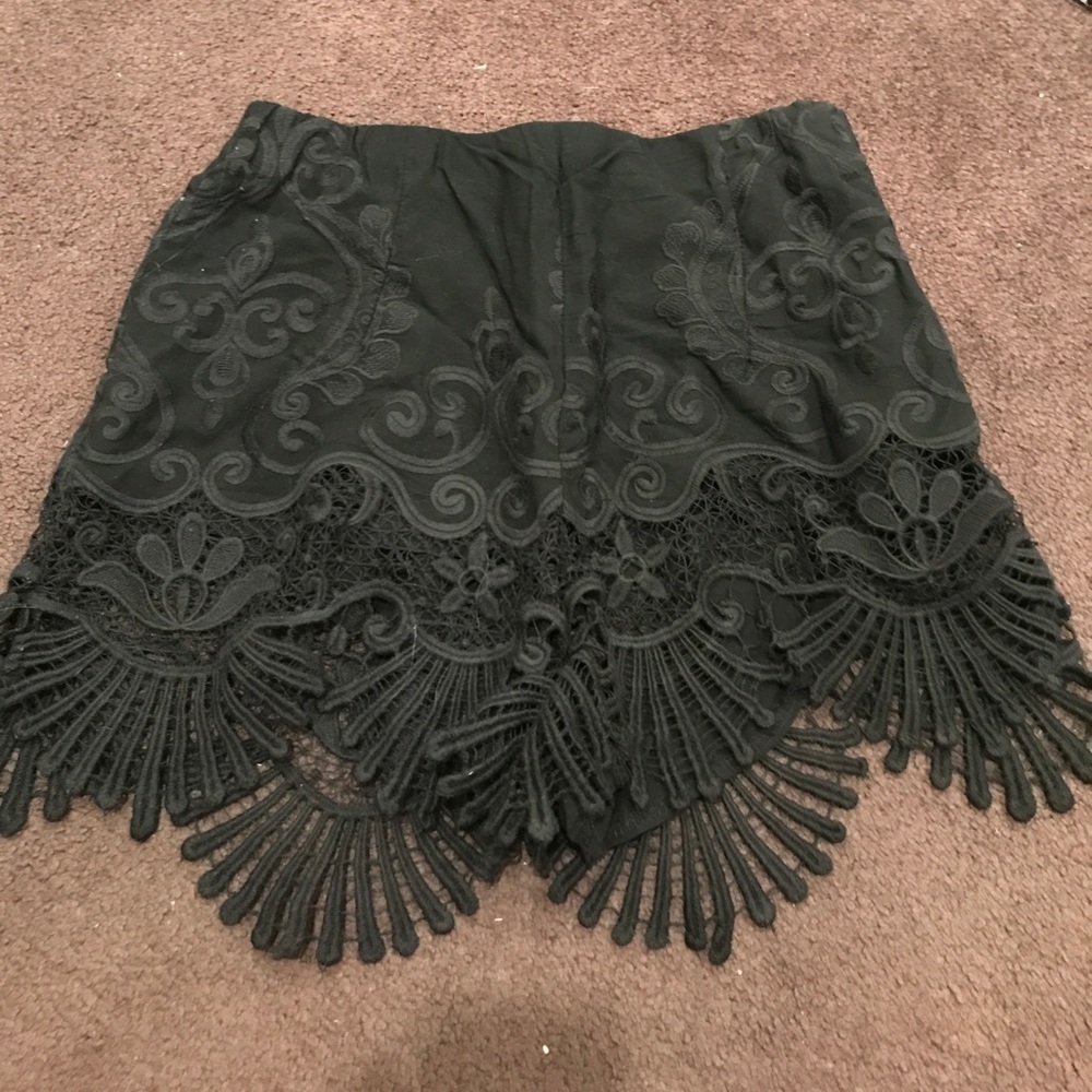 Crochet black shorts