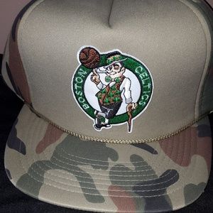 Vtg Boston Celtics camo snapback hat new deadstock