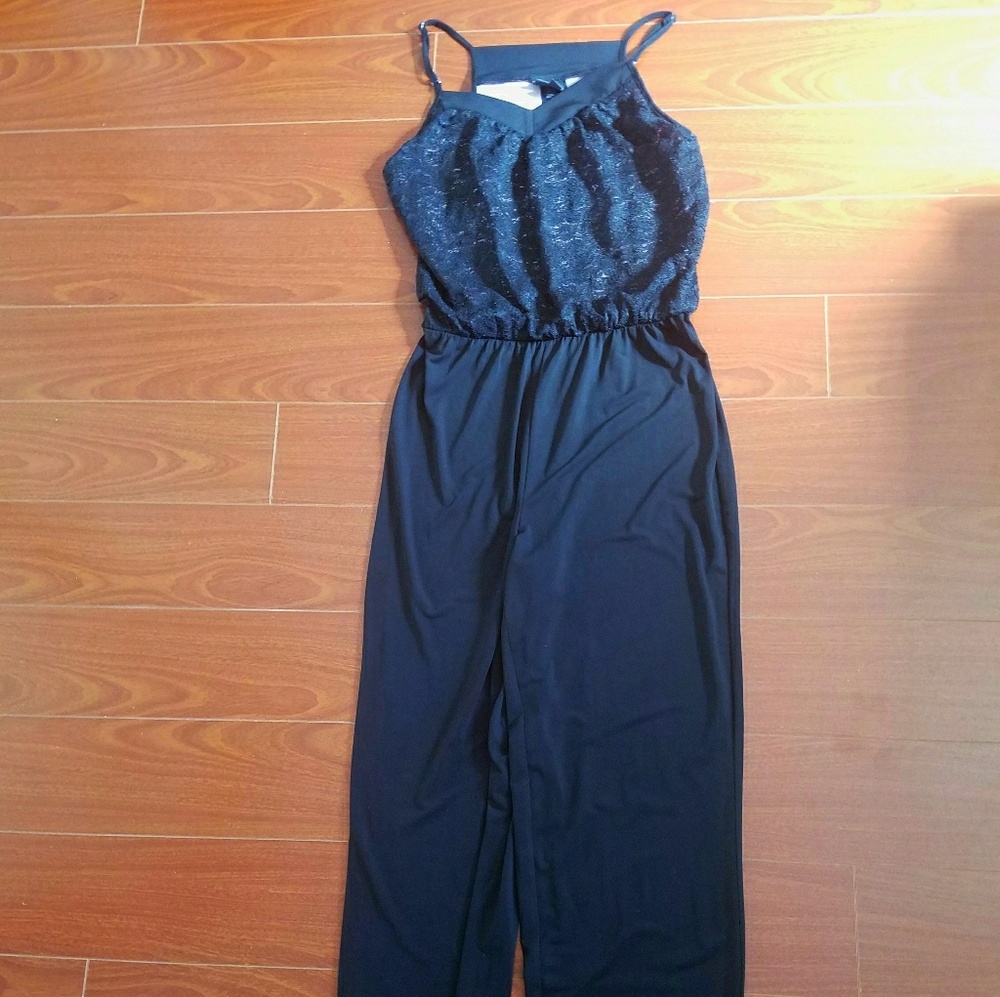 BLACK LACE JUMPSUIT ROMPER SIZE 6