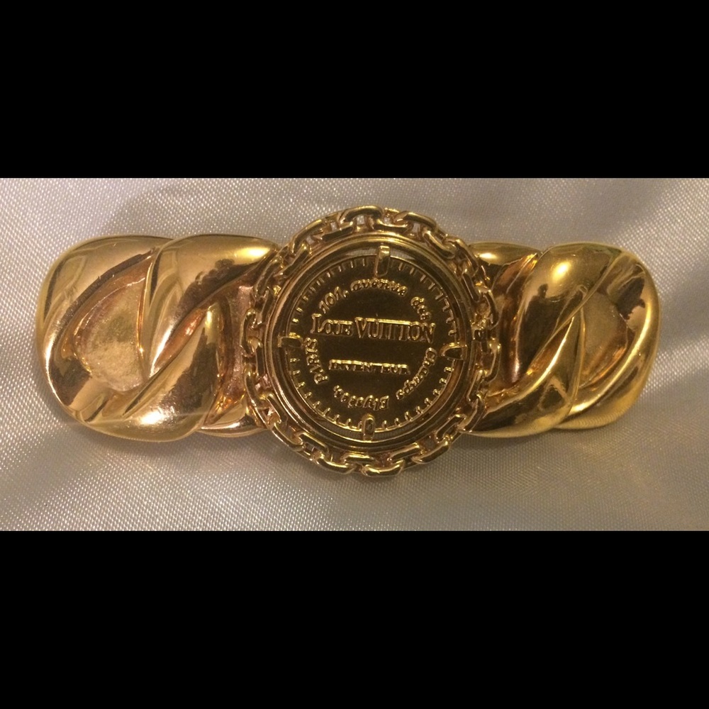 AUTHENTIC Golden LOUIS VUITTON LV HAIR BARRETTE
