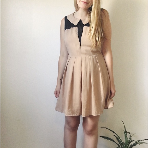 Cream and black Peter Pan collared dress - Picture 1 of 2